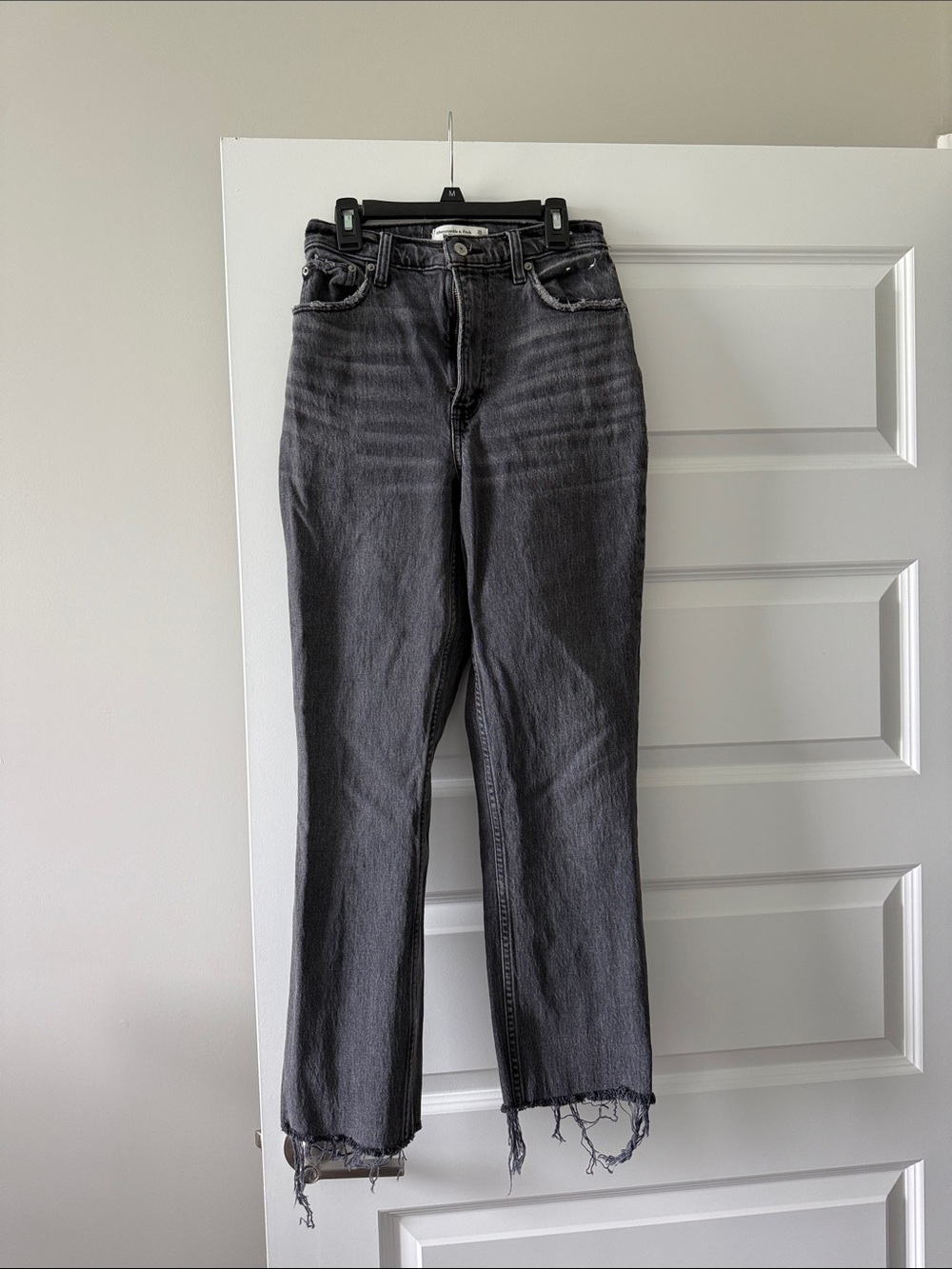 Abercrombie High-Rise Straight Leg Women’s Jeans — Charcoal Gray